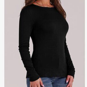 Wuhoupro Long Sleeve T-Shirt Black Fleece Lined M